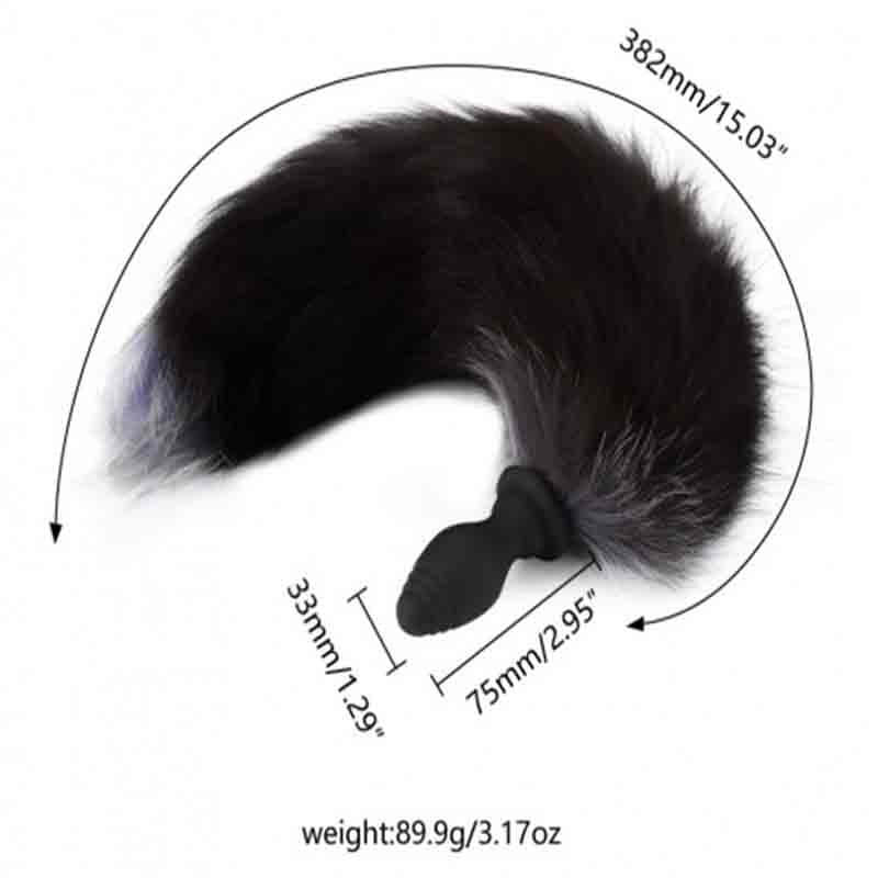 Thick Fox Tail Silicone Vibrating Butt Plug with Remote-WeLovePlugs