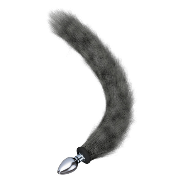 15.7'' Electro-Vibrating Fox Tail Butt Plug - Black Ash - M - image 4