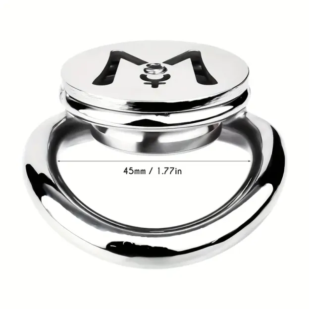 M-shaped Flat Stainless Steel Negative Inverted Chastity Cage Penis Lock Cage-WeLovePlugs