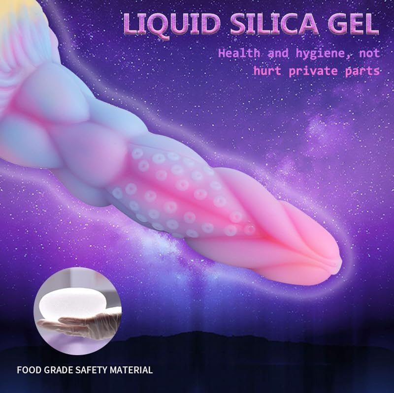 8.14'' Fantasy Monster Dildo with Multi-Texture Design & Glow-in-the-Dark Effect - image 4