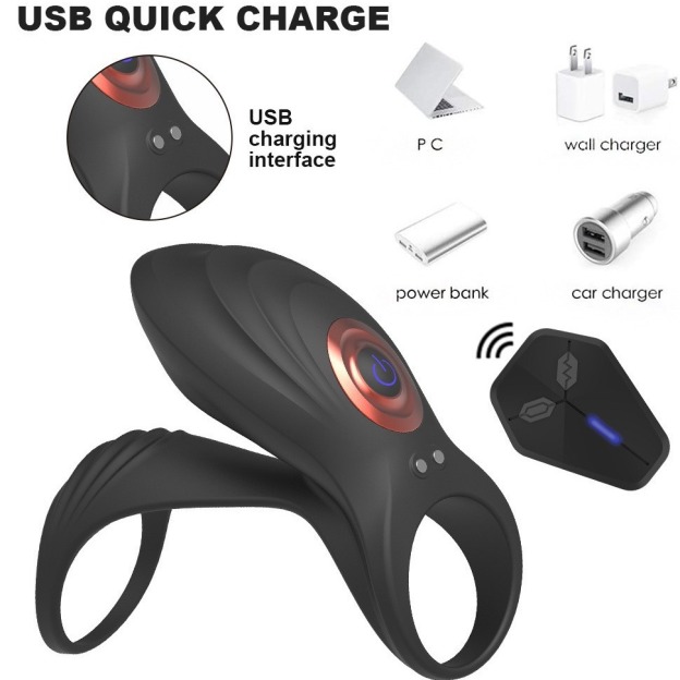 Locked Pulse Dual-Stimulation Cock Ring with Clitoral & G-Spot Vibrators-WeLovePlugs