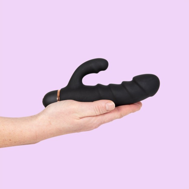 Black Amazing Ribbed Mini Rabbit – Powerful & Discreet Dual Stimulation-WeLovePlugs