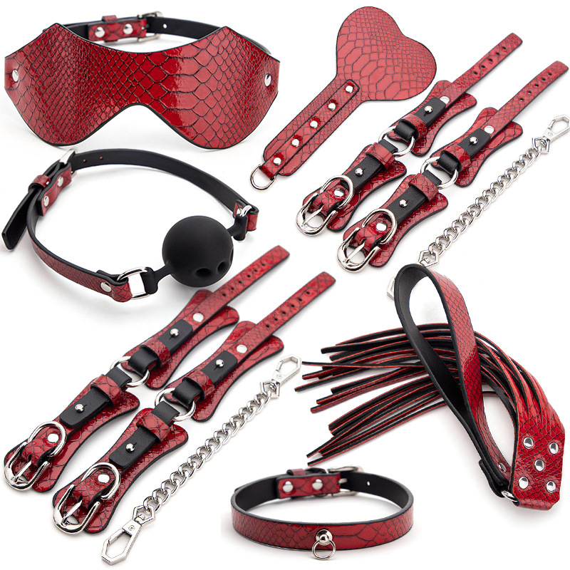 7-Piece Snake-Skin Bondage Set (Case Sold Separately) - Red - image 3