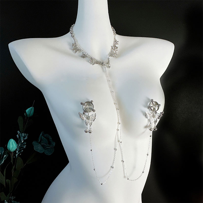 Whispering Butterfly Chime & Pearl Nipple Clamp Set-WeLovePlugs