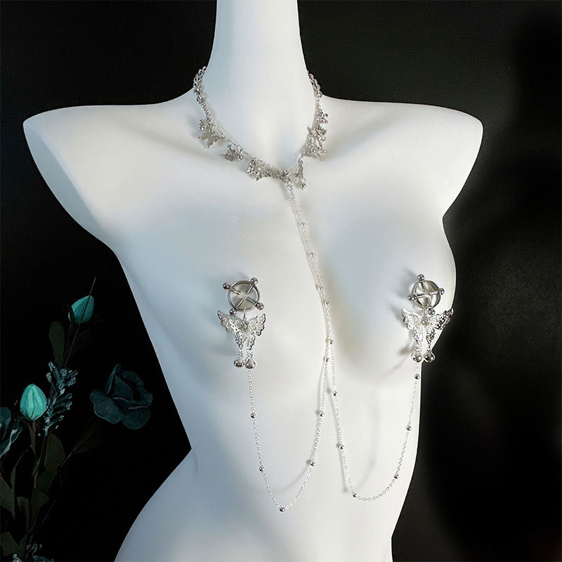 Whispering Butterfly Chime & Pearl Nipple Clamp Set-WeLovePlugs