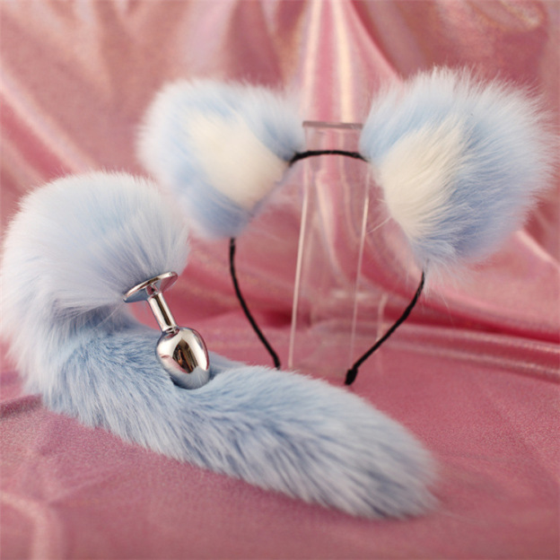 Cute Soft Cat Ears Headbands with 40cm Tail Plug Erotic Cosplay Accessories-WeLovePlugs