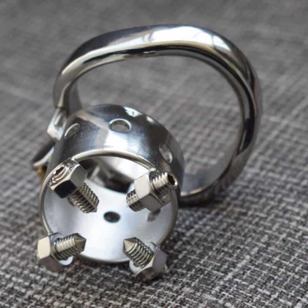 Stainless-steel Chastity Cage With Spiked Screws-WeLovePlugs