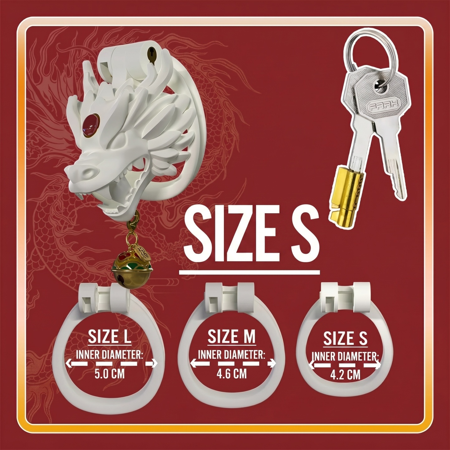 Dragon Guardian Bell Collar Chastity Cage - Red - S - image 3
