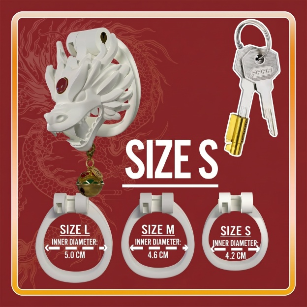 Dragon Guardian Bell Collar Chastity Cage - Red - S - image 3