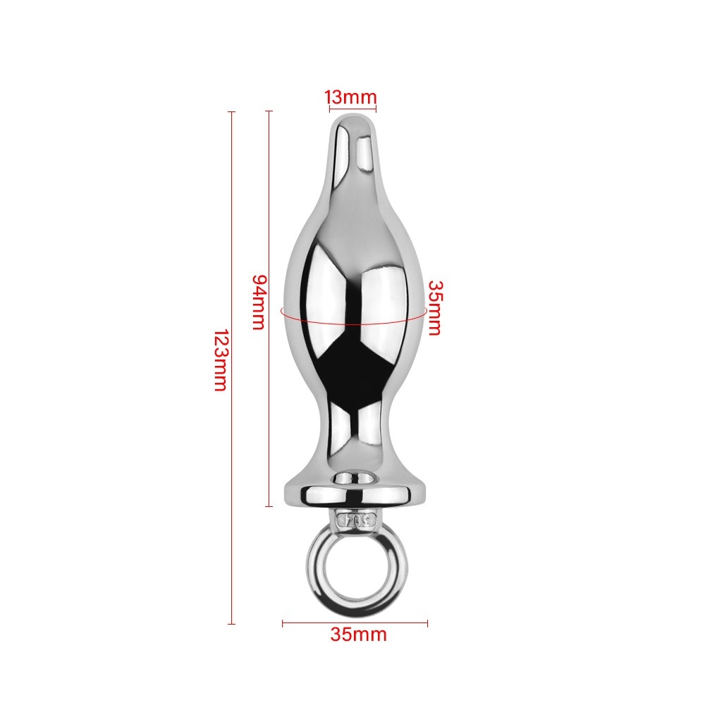 Metal Anal Plug with Pull Ring - M - image 7