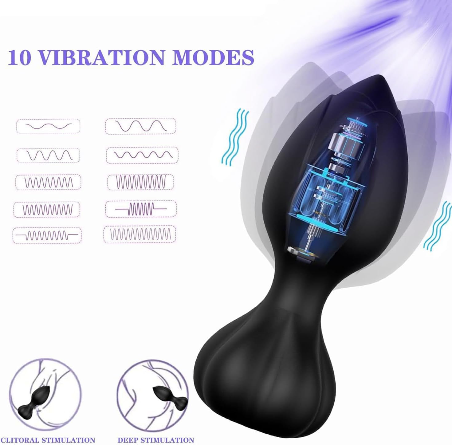 Rose Silicone Butt Plug App Control Vibrator 