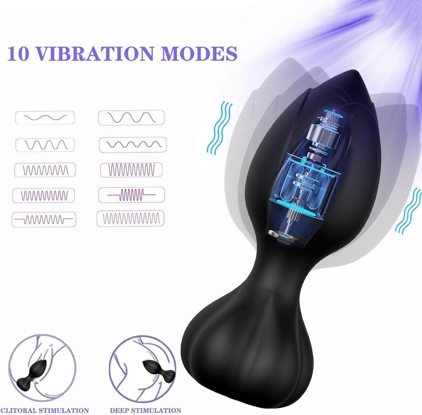 Rose Silicone Butt Plug App Control Vibrator