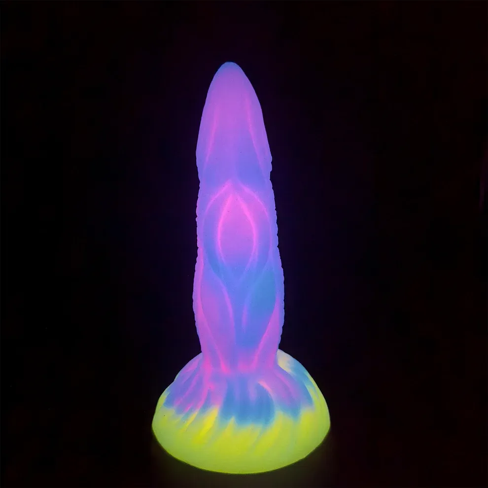 7.28'' Fantasy Lights Up Dildo With Multi-texture Design & Glow-in-the-dark Effect - image 1