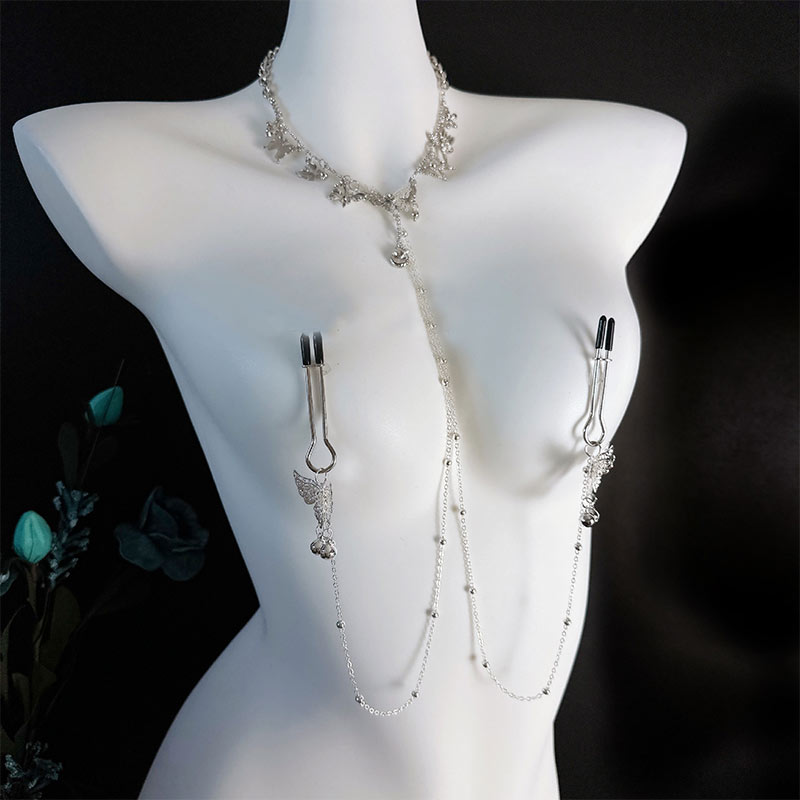 Whispering Butterfly Chime & Pearl Nipple Clamp Set-WeLovePlugs