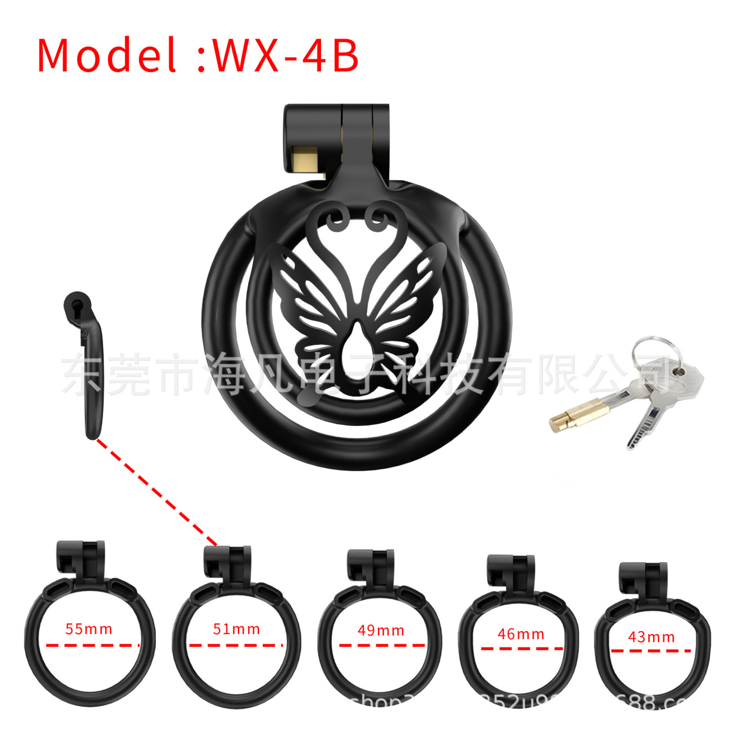 Butterfly Sissy Chastity Cage with 5 Rings -WeLovePlugs