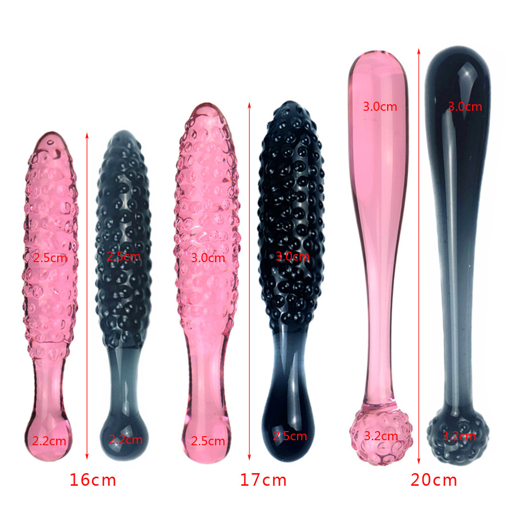 Cucumber Shaped Glass Butt Plug Beaded Dildo