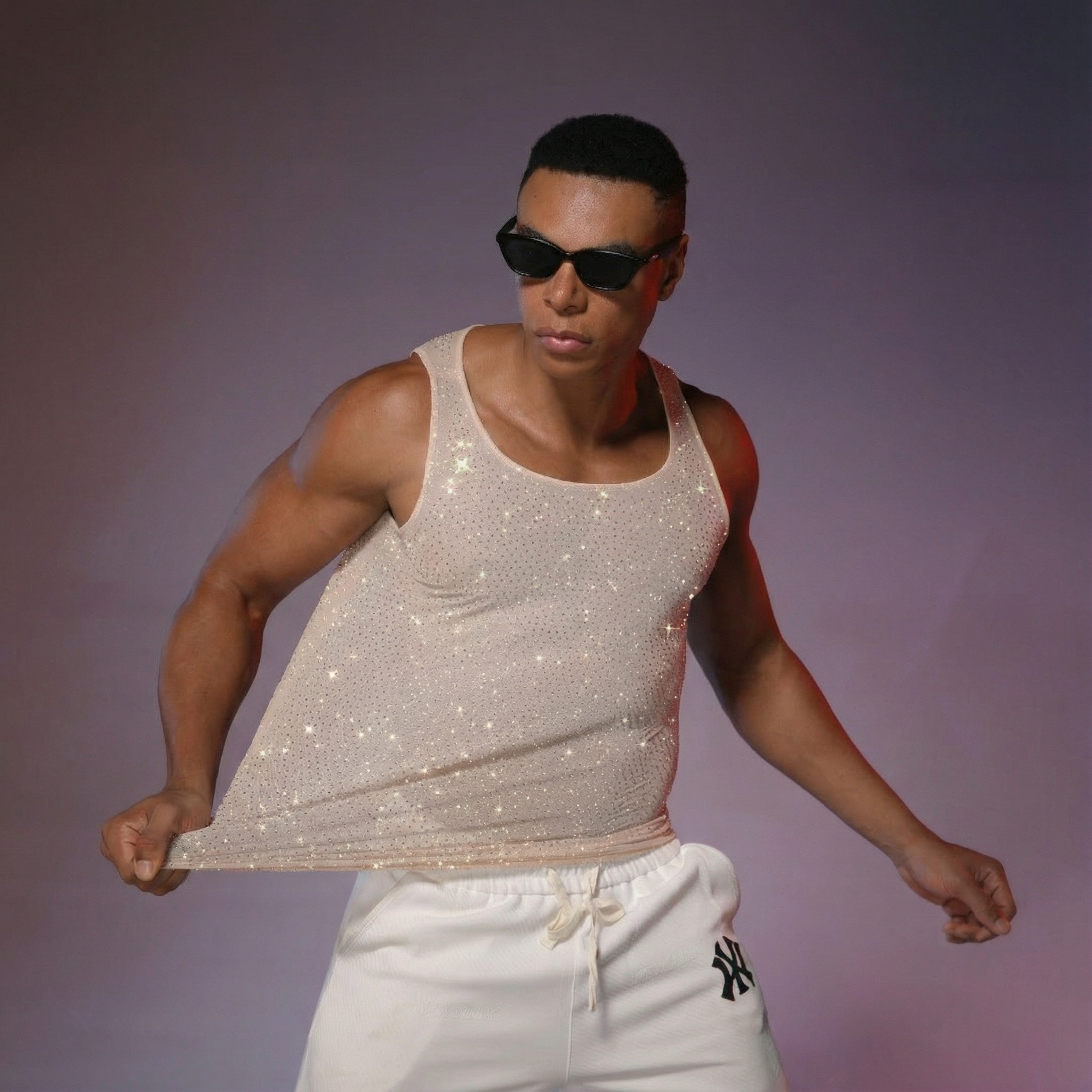 Starluxe Mesh Sparkle Top – Style G - Khaki - One Size - image 2