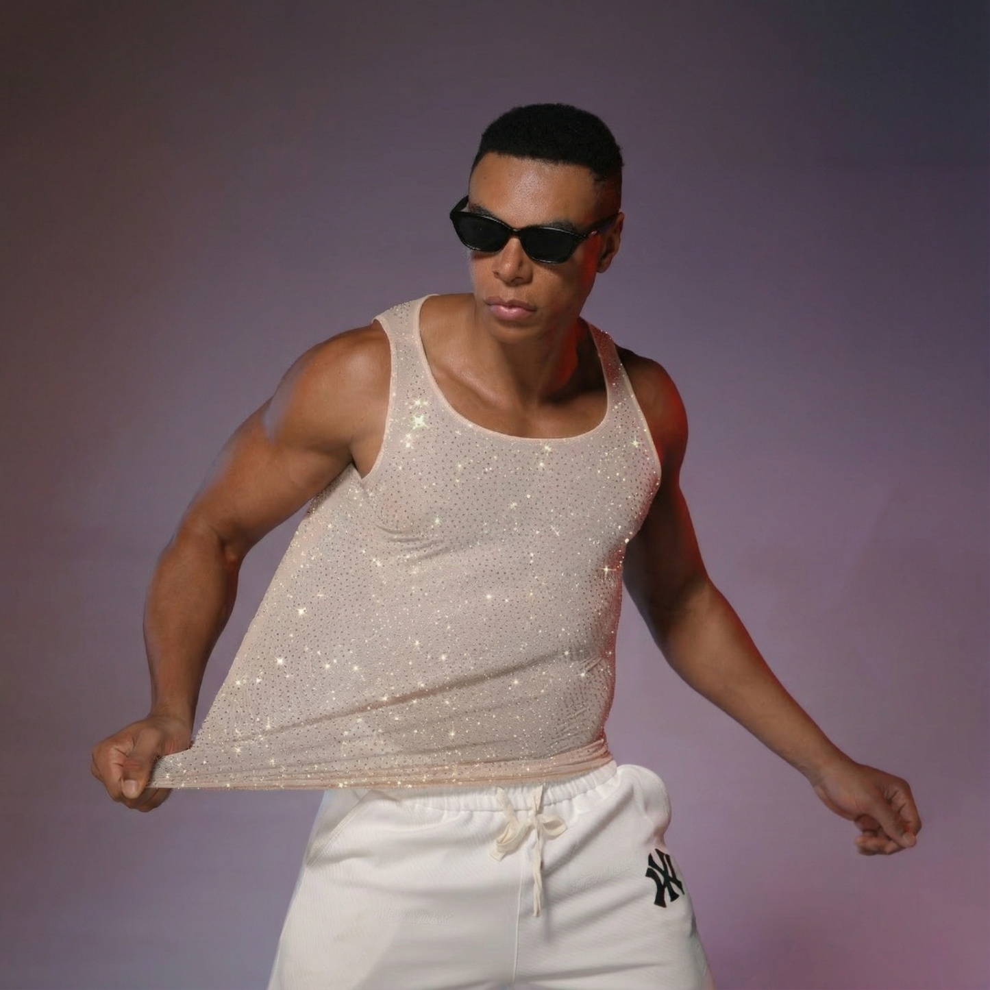 Starluxe Mesh Sparkle Top – Style G - Khaki - One Size - image 2