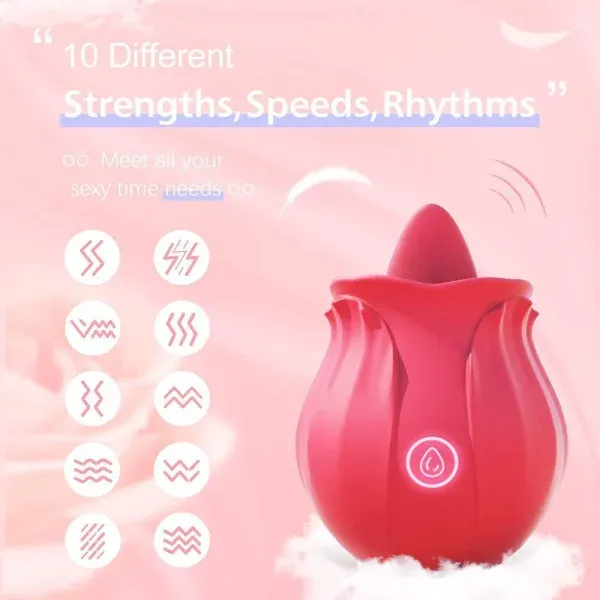 Rosegasm Rosebud Toy – 10 Tongue Licking Vibrator 