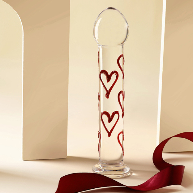 Luxury Glass Dildo with Red Heart Tip – G-Spot & Anal Pleasure Toy-WeLovePlugs
