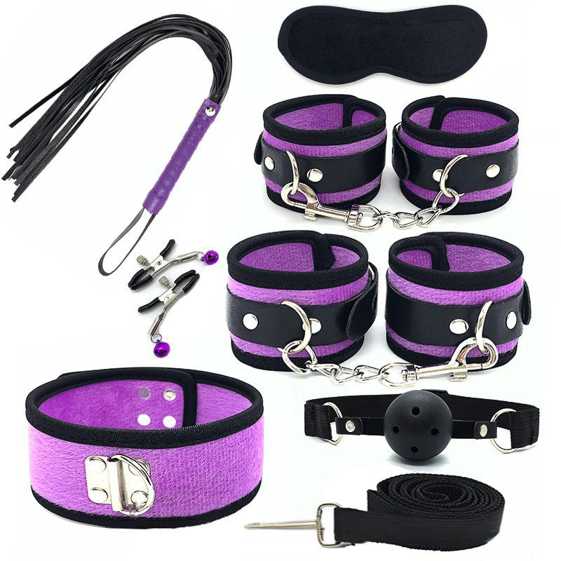 Bdsm Bed Straps Restraints Sex  7 Pcs Set - Purple - image 1