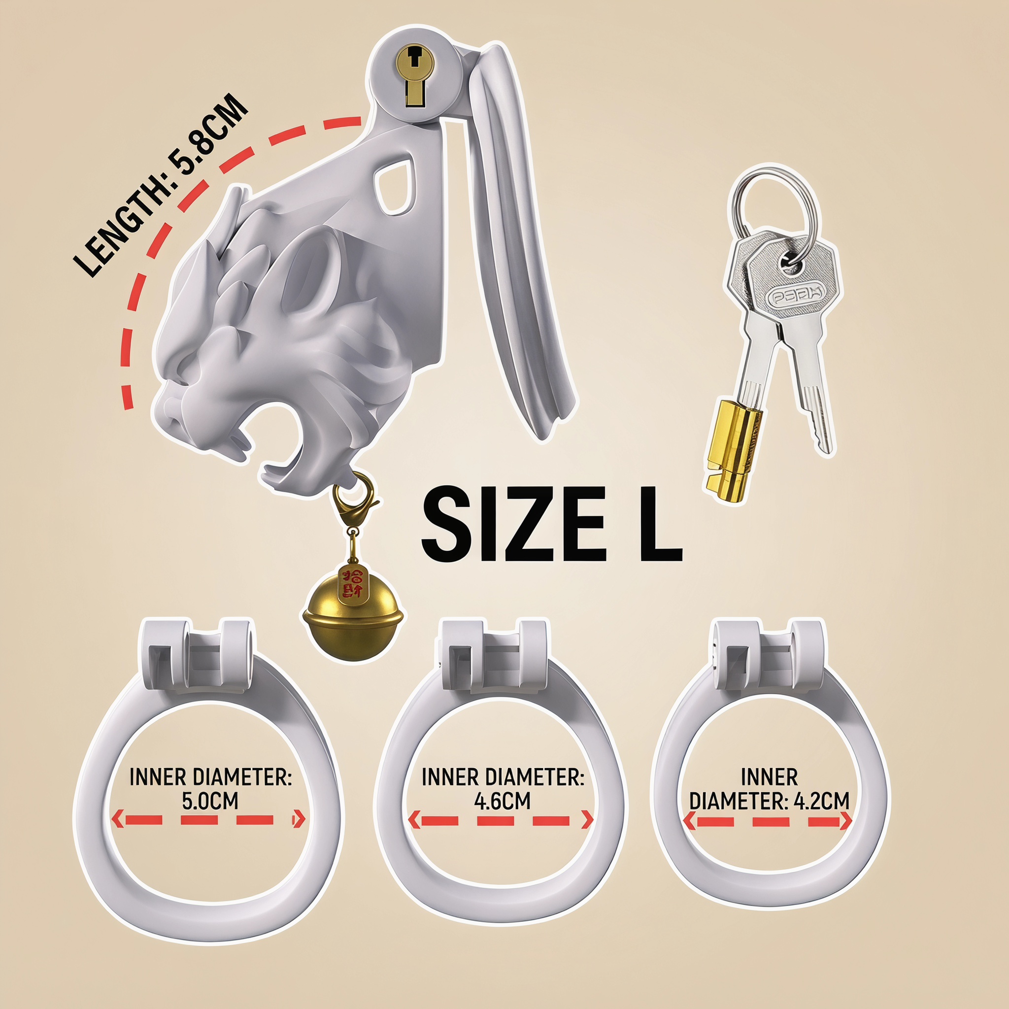 Lucky Lion Head Chastity Cage - L - image 4