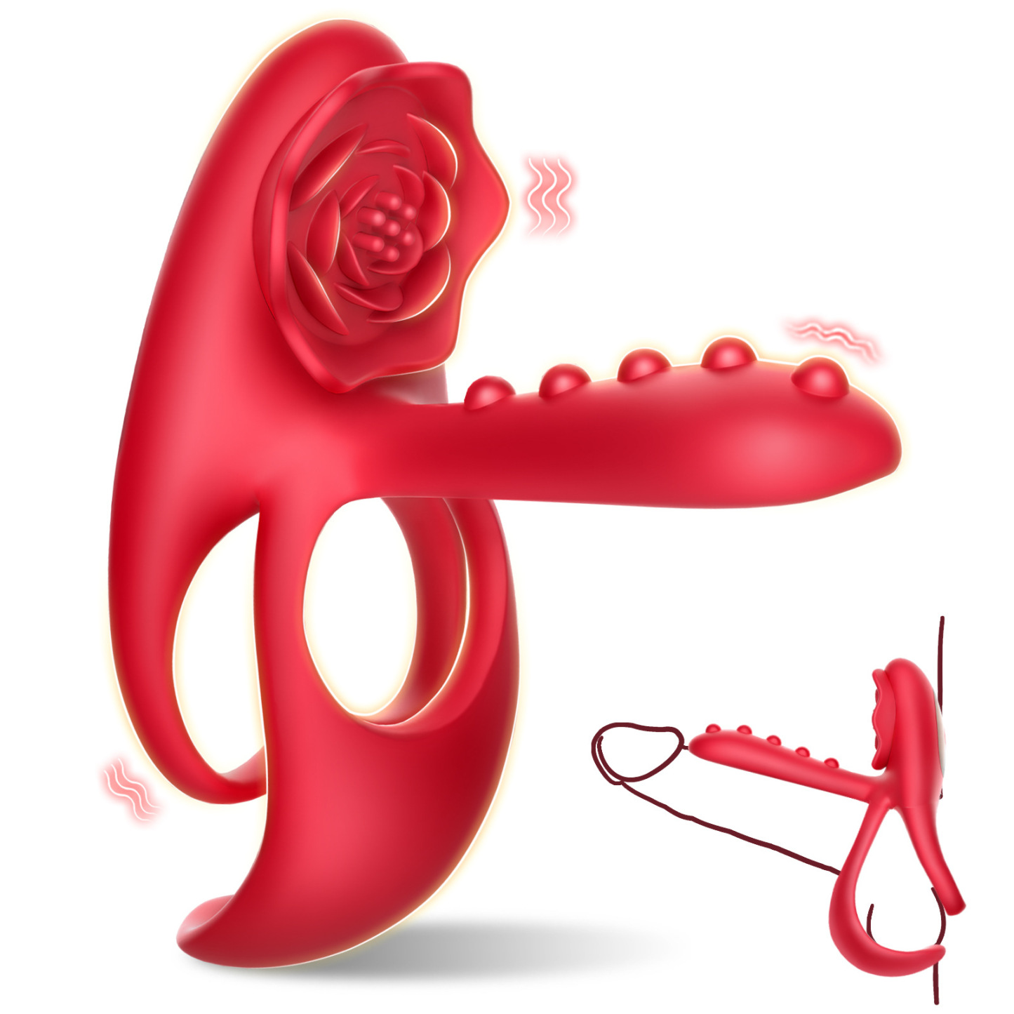 Rose Stimulation Vibrating Dual Cock Ring -WeLovePlugs