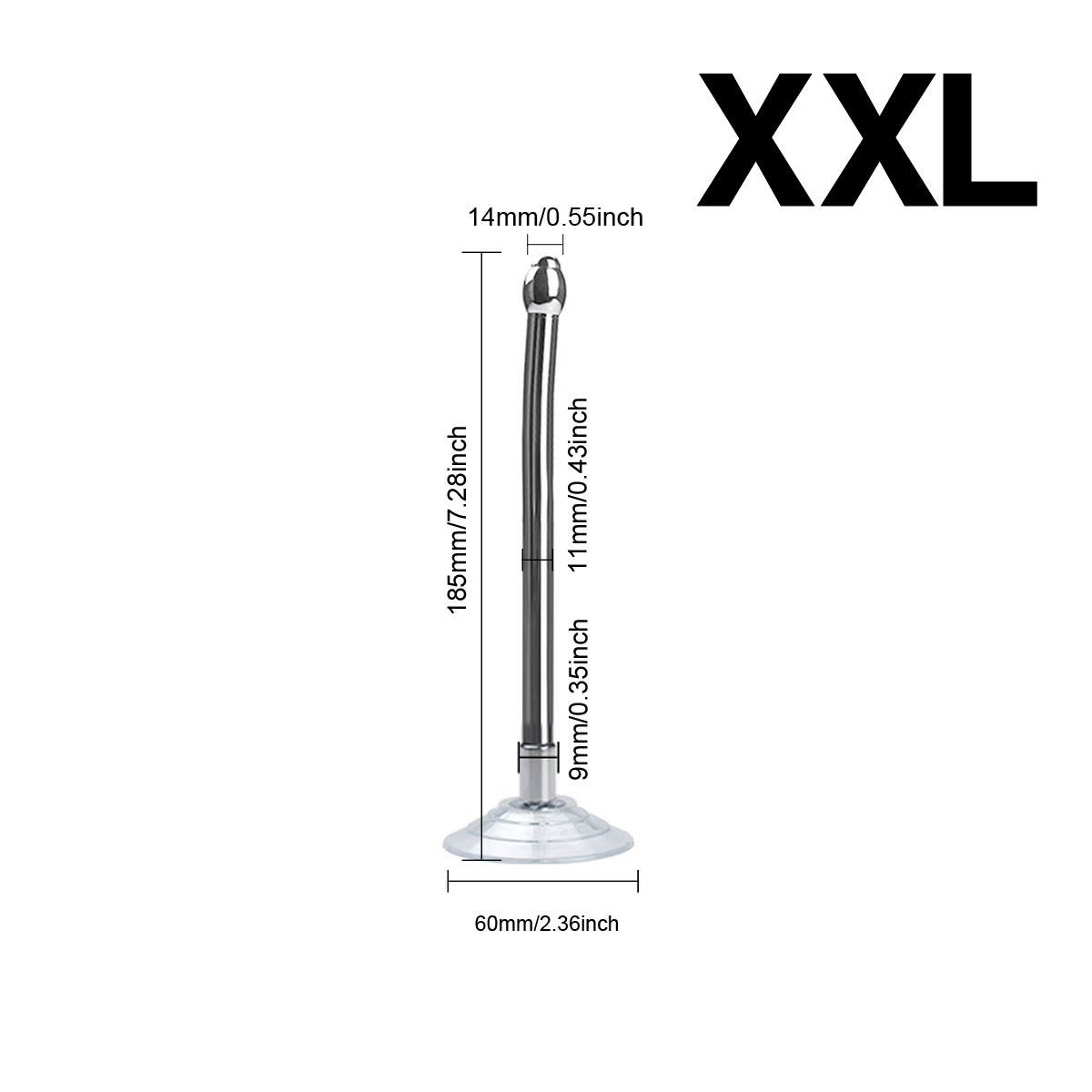 Stainless Steel Urethral Sound with Suction Cup-WeLovePlugs