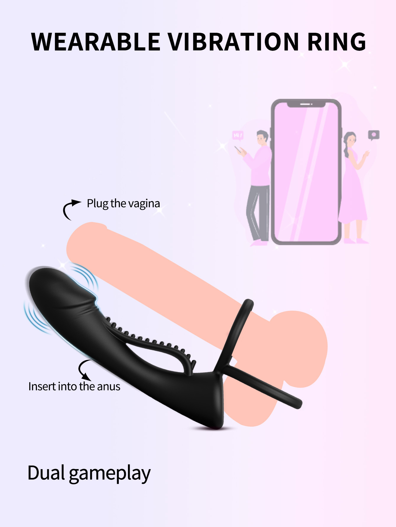 SyncPlay Dual Ring Vibrator App Control Penis Sleeve-WeLovePlugs