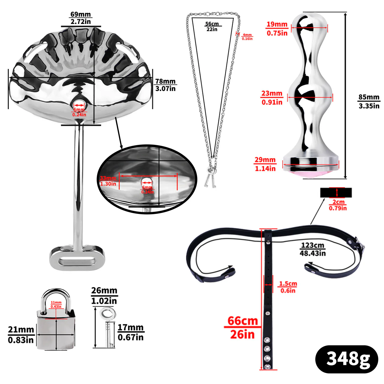 Sexy Shell Chastity Belt with Anal Plug and Urethral Catheter-WeLovePlugs