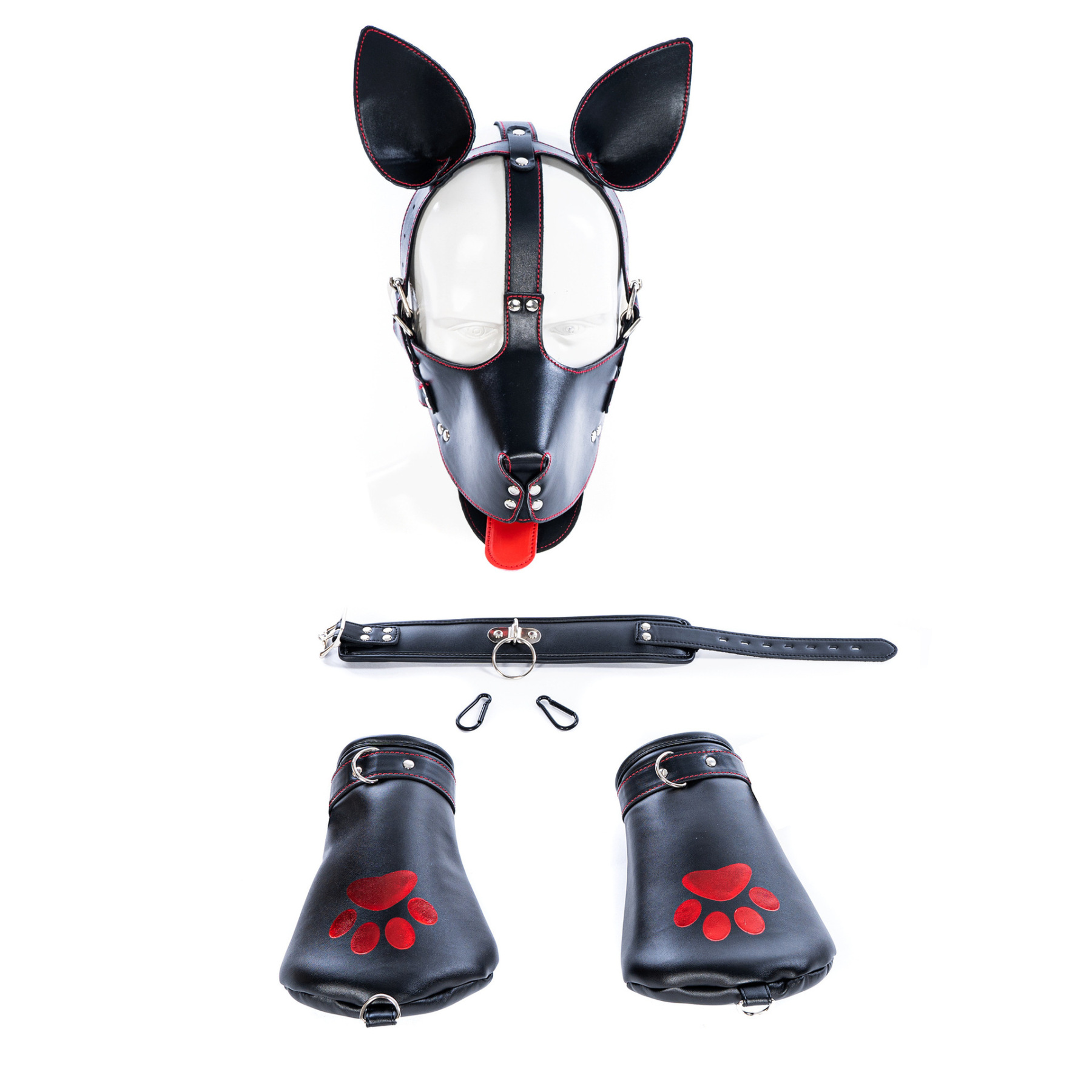 Puppy Erotic Leather Role Play SM Mask with Gloves -WeLovePlugs