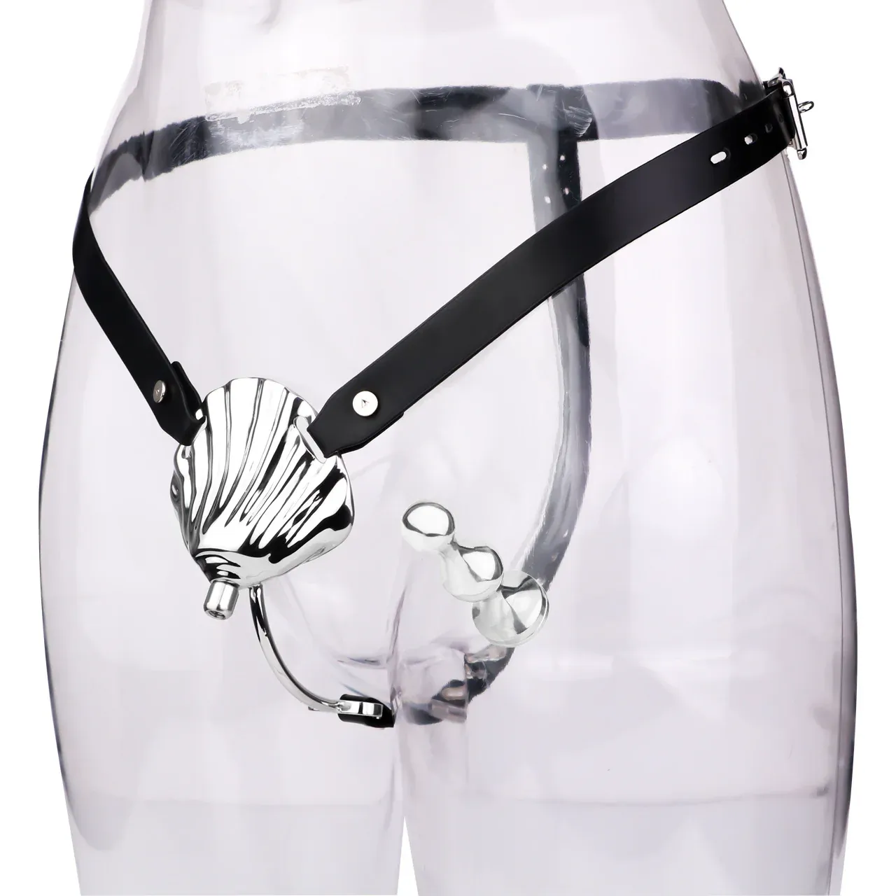 Sexy Shell Chastity Belt with Anal Plug and Urethral Catheter-WeLovePlugs
