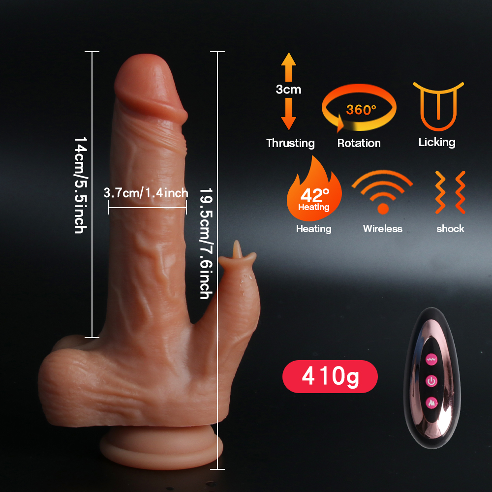 9 Vibrating Tongue Licking Heating Realistic Dildo-WeLovePlugs