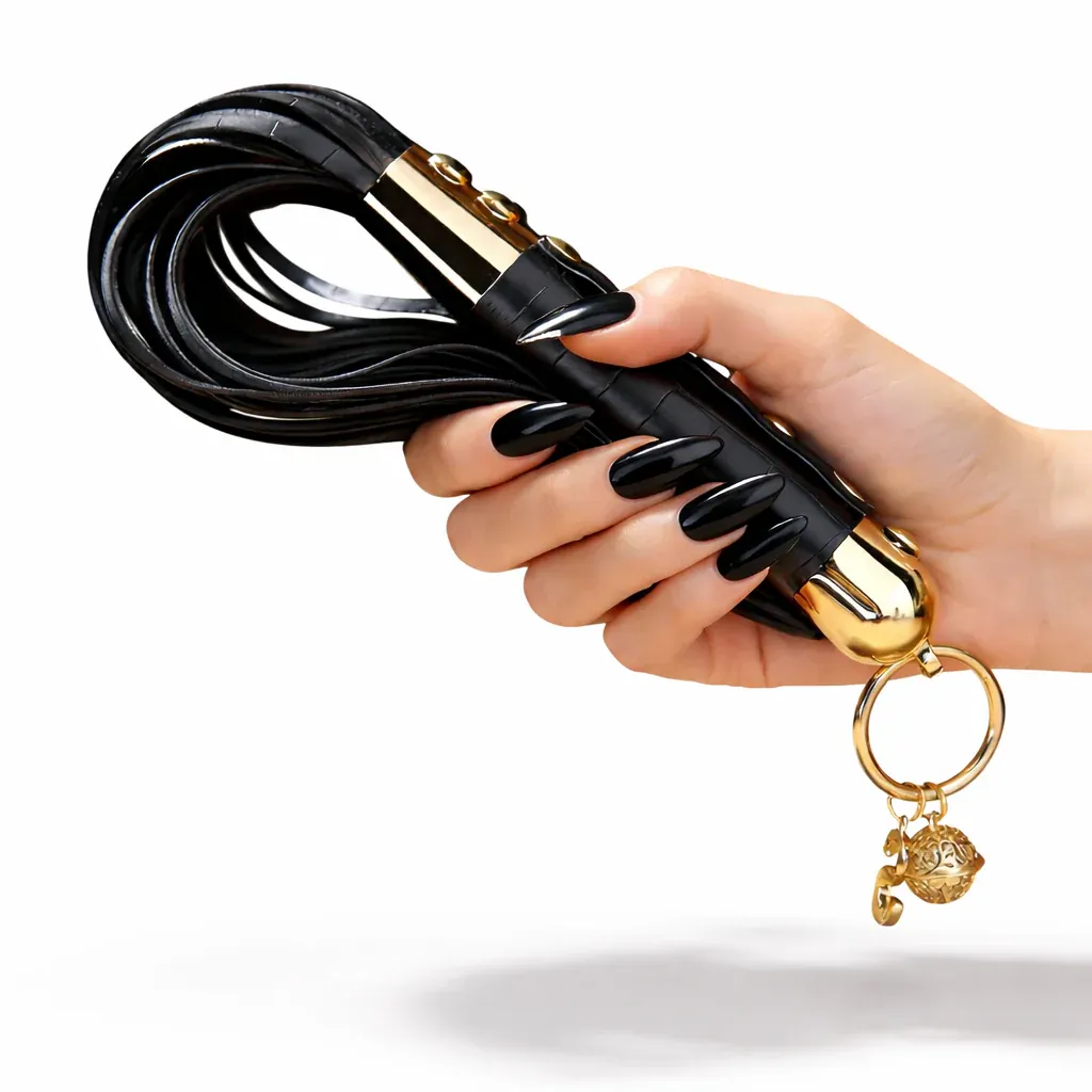 Noir Bell Leather & Metal Fringe Whip - Black - image 4