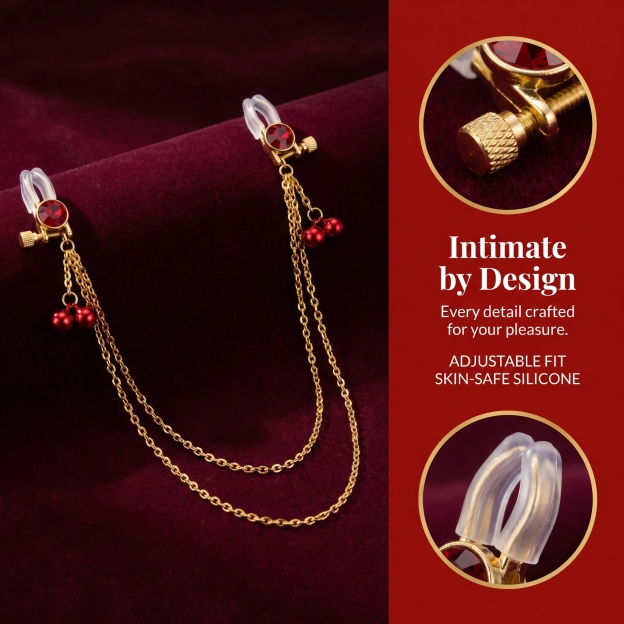 Crystal Chain-linked Nipple Ring  - image 7