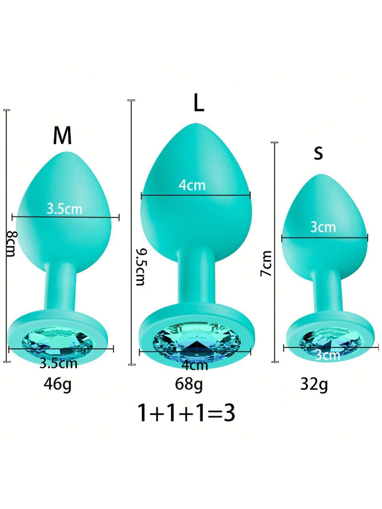 Crystal Diamond Anal Butt Plugs 3 Set
