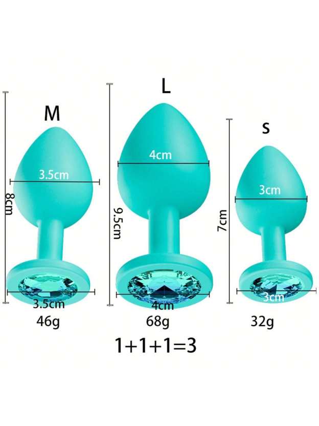 Crystal Diamond Anal Butt Plugs 3 Set 