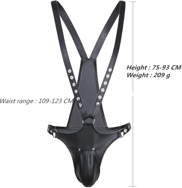 ObeyMe Faux SM Leather Bondage Male Lingerie Harness