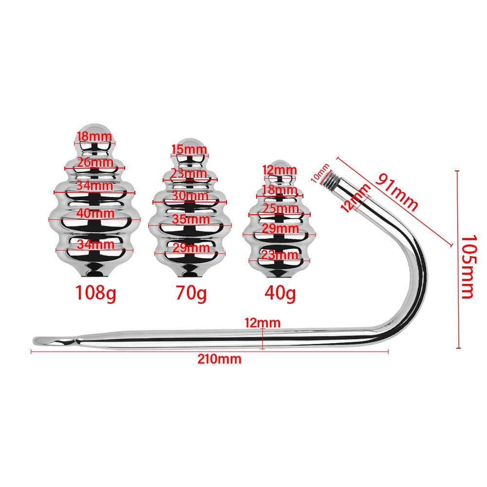 Precision Screw-In Ribbed Anal Hook Set - image 2