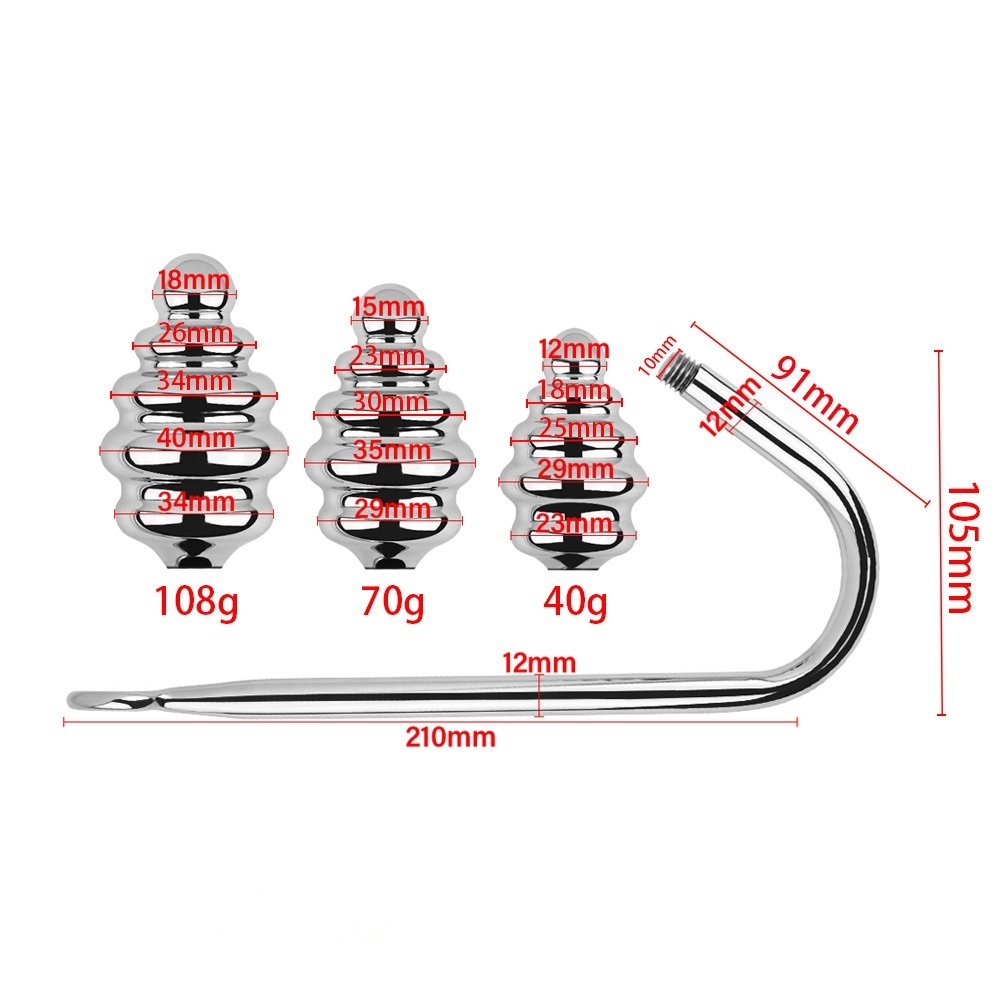 Precision Screw-In Ribbed Anal Hook Set - image 2