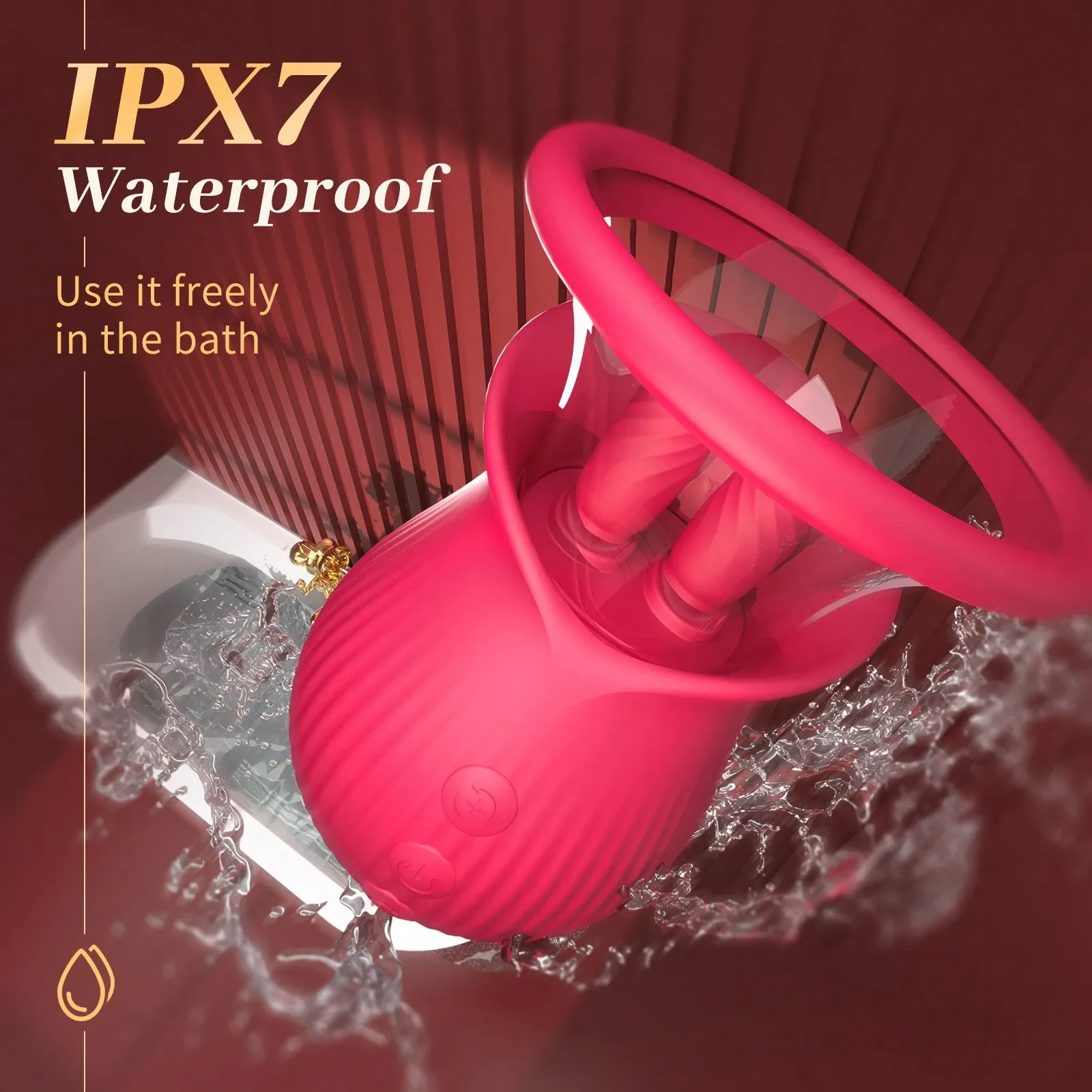 3 in 1 Rose Clit Licking Sucking Toy With 2 Suction Cups-WeLovePlugs