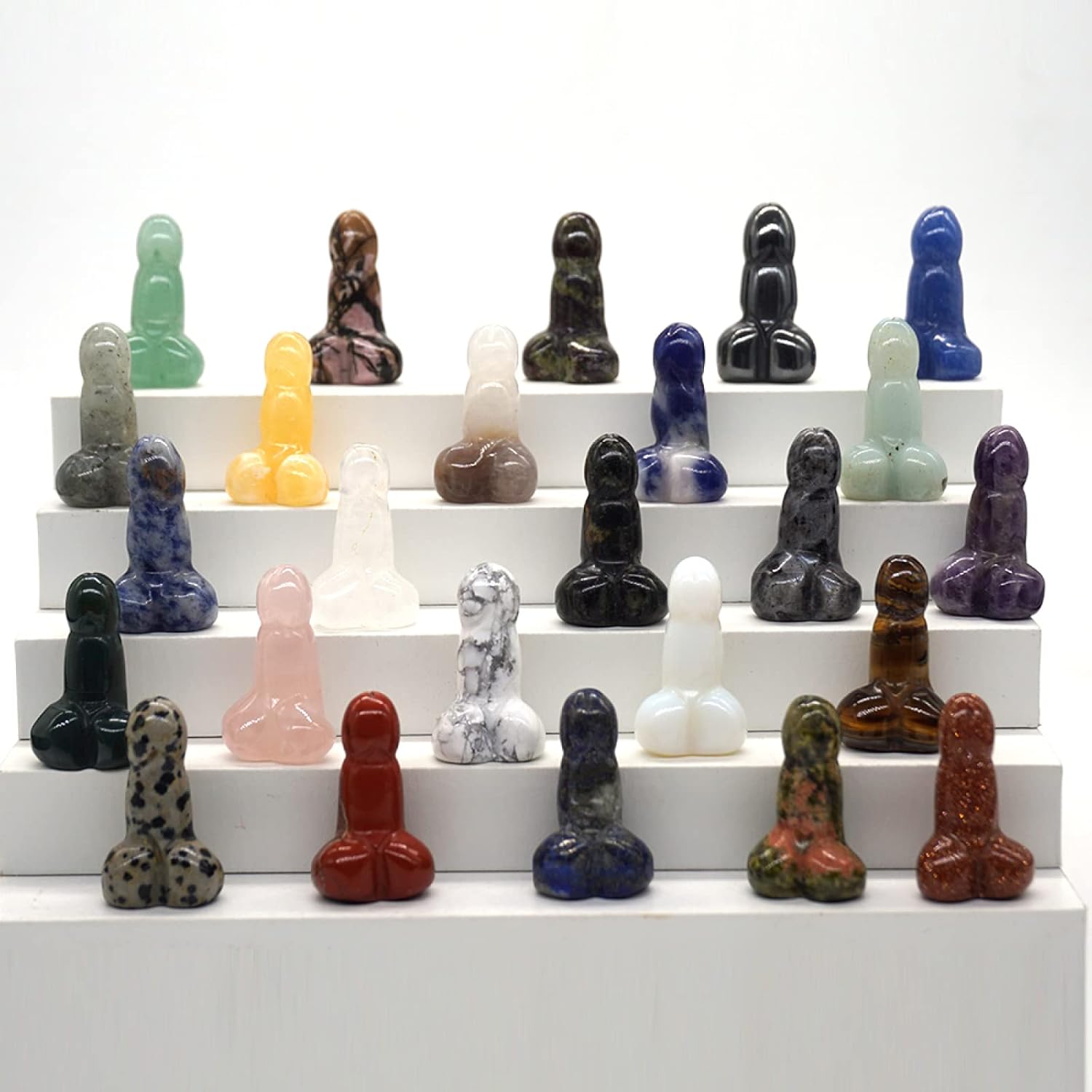 Mini Crystal 1 inch Small Dildo - Rose Quartz/Amethyst Sacred Charm