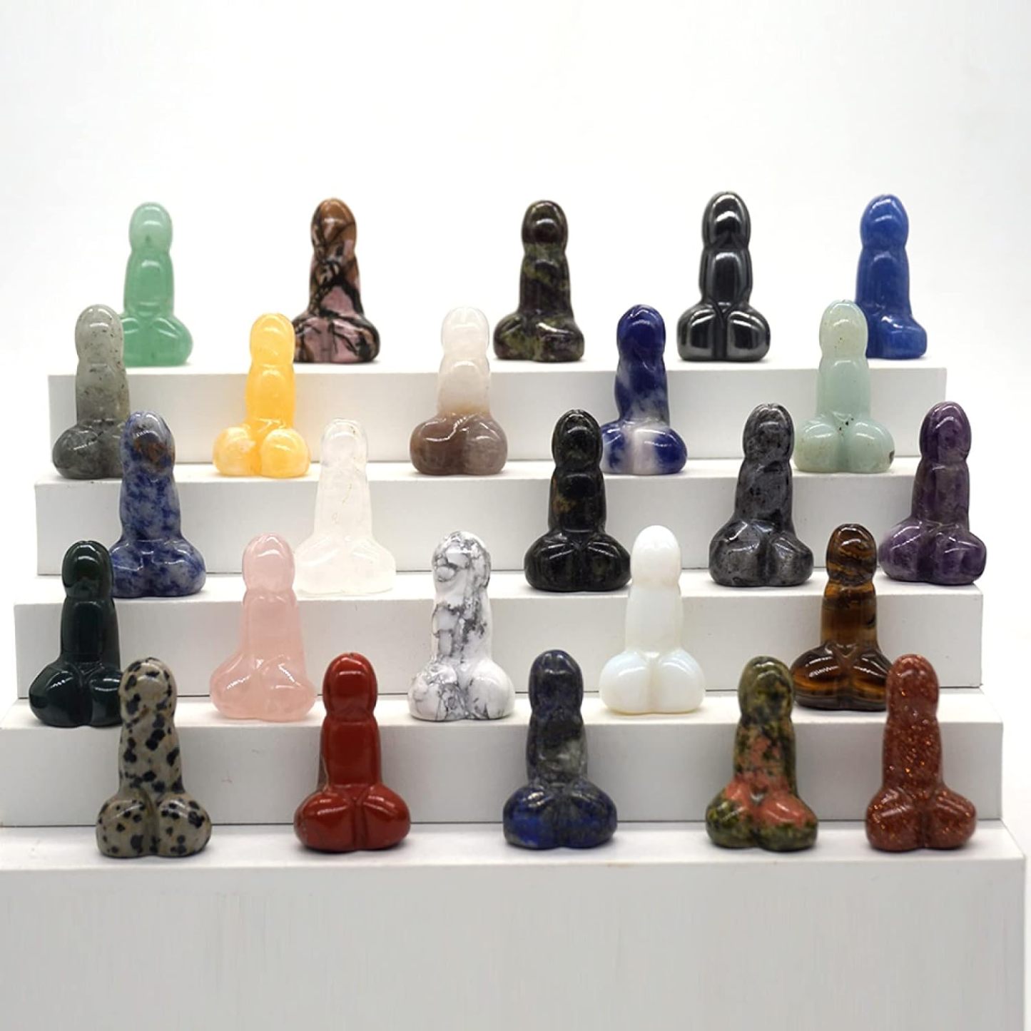 Mini Crystal 1 inch Small Dildo - Rose Quartz/Amethyst Sacred Charm