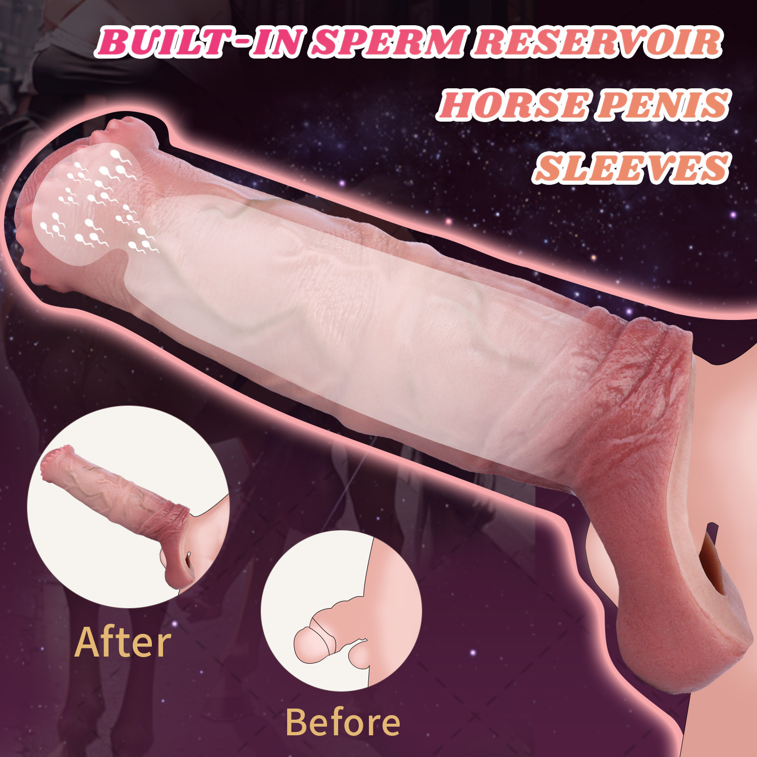 Realistic Penis Sleeve Extender With Secure Scrotum Ring-WeLovePlugs