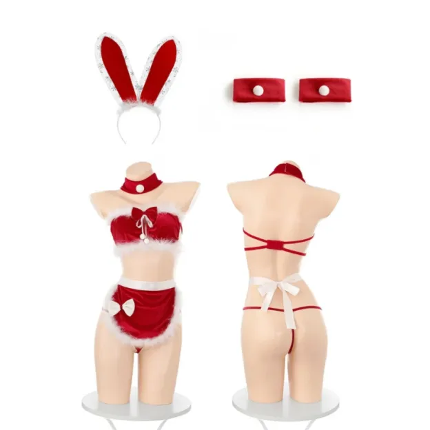 Red Christmas Bunny Lingerie Set - Red - One Size - image 9