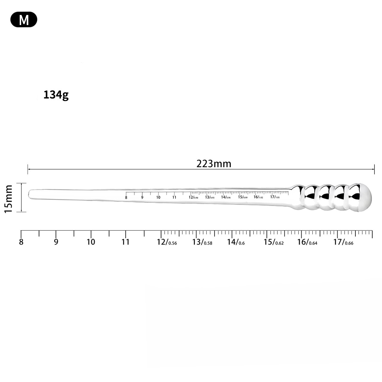 Stainless Steel Urethral Sound with Scale -WeLovePlugs