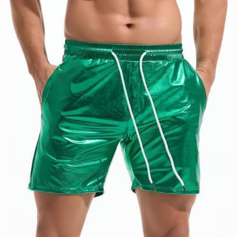 Men's Metallic 5" Holographic Rave Shorts with Drawstring - Green - 2XL - image 2