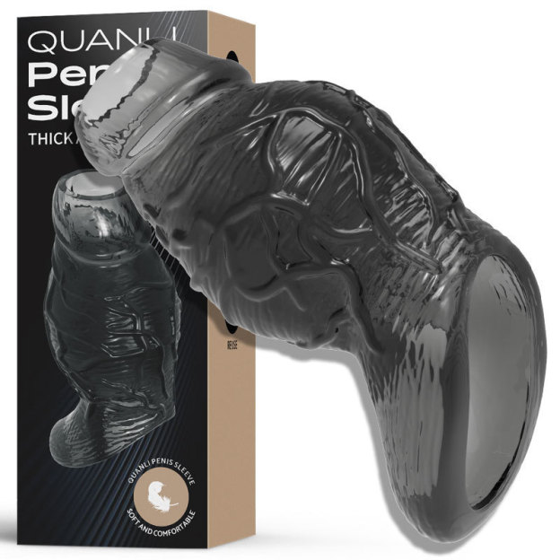 Punch-Style Studded Open-Head Penis Sleeve - Black - image 2