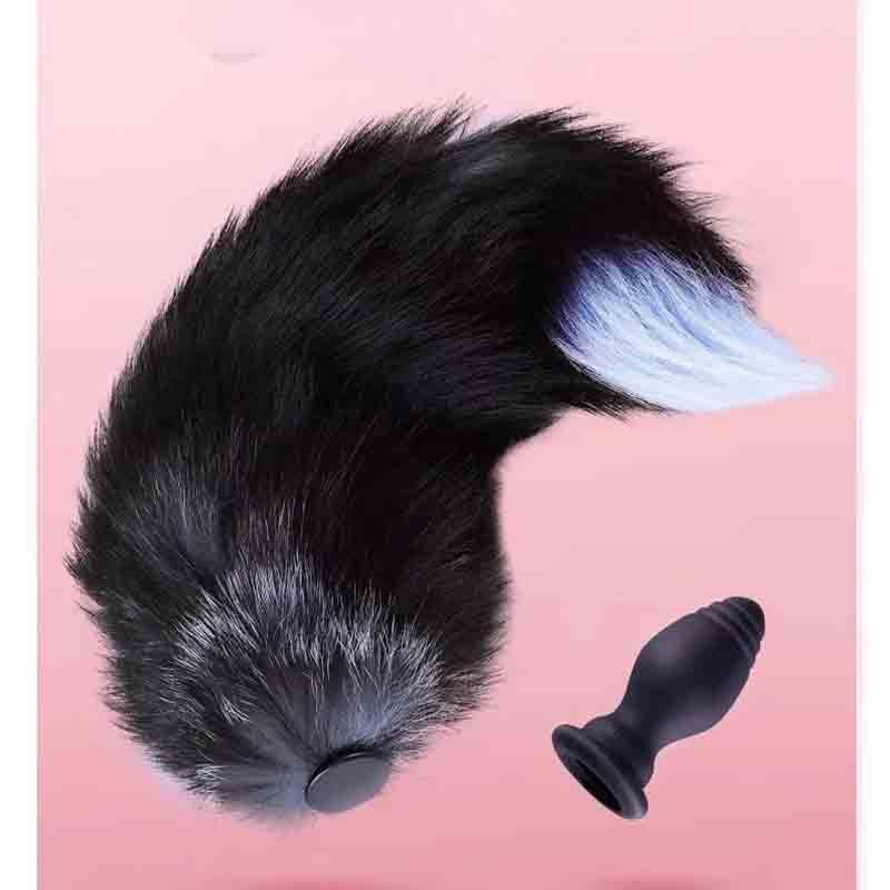Thick Fox Tail Silicone Vibrating Butt Plug with Remote-WeLovePlugs