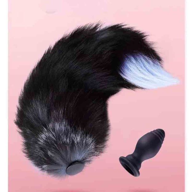Thick Fox Tail Silicone Vibrating Butt Plug with Remote-WeLovePlugs